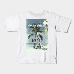 JAWS Amity Island Vintage 1975 Style Movie Poster Don`t Go In The Water Kids T-Shirt